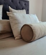 Velvet Bolster Cushion Removable and Washable - Beige