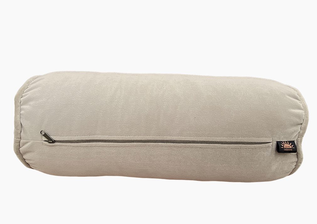 Velvet Bolster Cushion Removable and Washable - Beige
