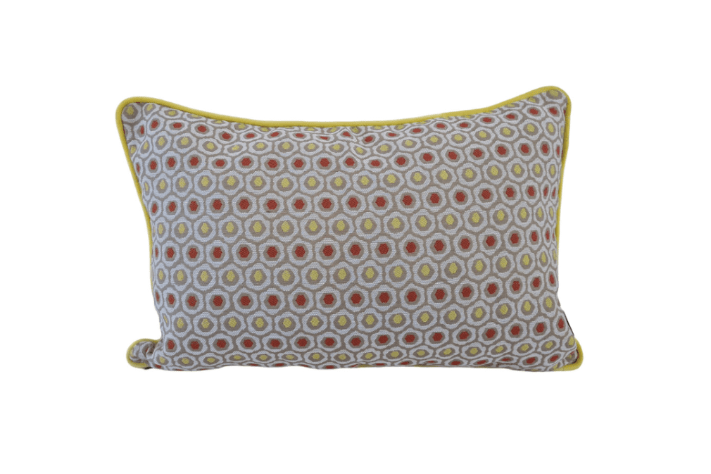 Handprinted Cotton Cushion Cover - 40 x 60 cm Polka Yellow and Red