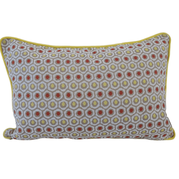 Handprinted Cotton Cushion Cover - 40 x 60 cm Polka Yellow and Red