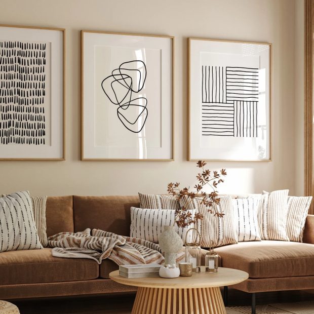 Black and White Boho Wall Art Prints - A3 Unframed