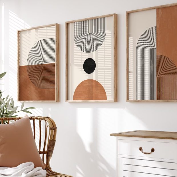 Burnt Orange Boho Wall Art Prints - A3 Unframed