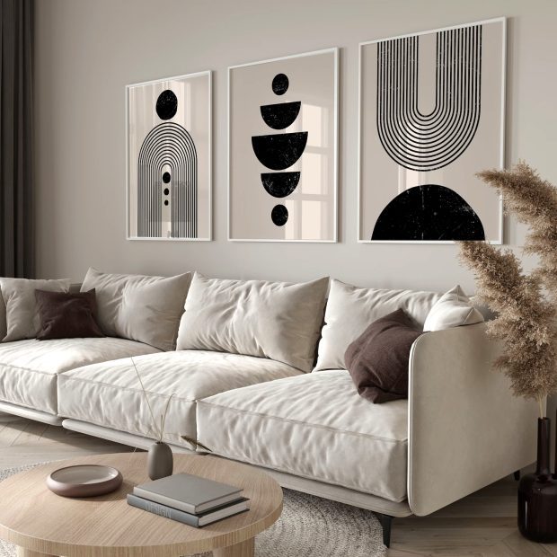Black and Cream Boho Wall Art Prints - A3 Unframed