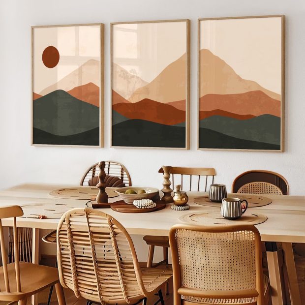 Boho Wall Art Abstract Landscape - A3 - Unframed