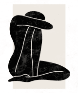 Female Silhouette Boho Wall Art Prints - A3 Unframed
