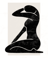 Female Silhouette Boho Wall Art Prints - A3 Unframed