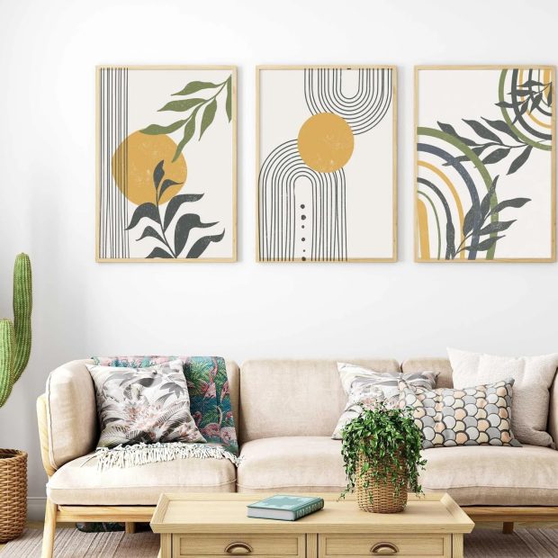 Shades of Green Boho Wall Art Prints - A3 Unframed