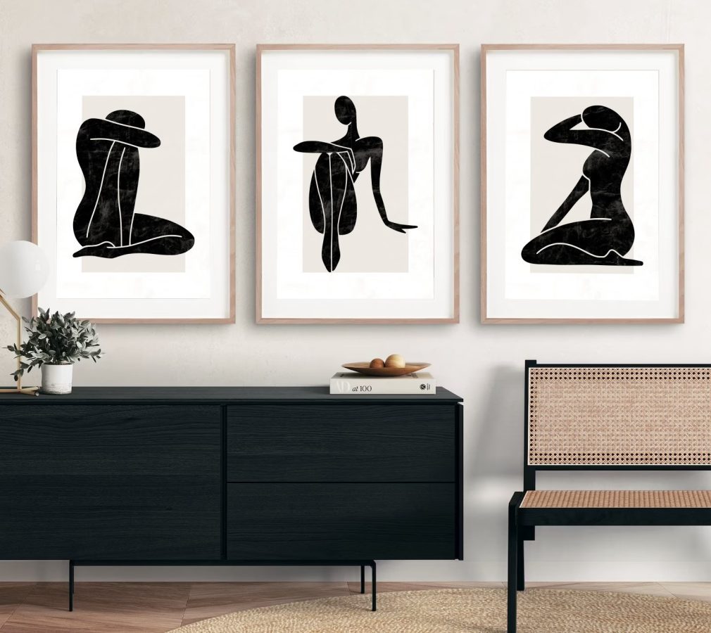 Female Silhouette Boho Wall Art Prints - A3 Unframed