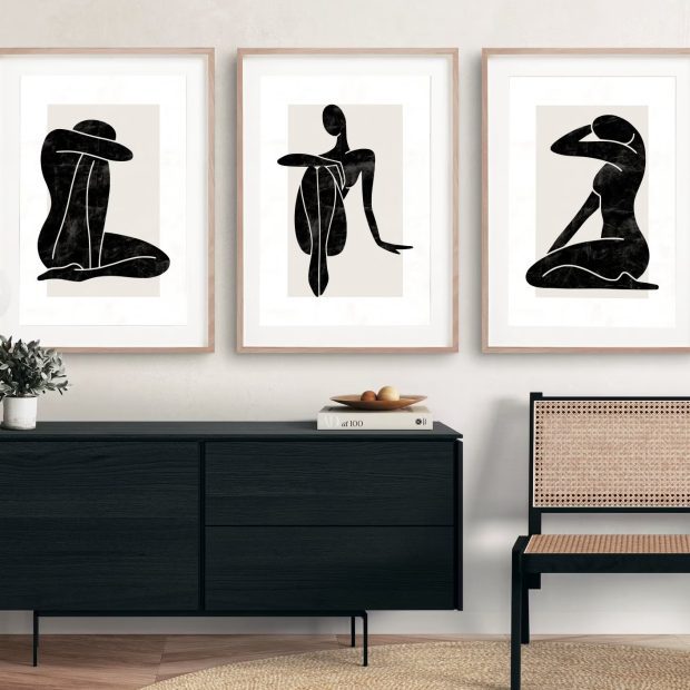 Female Silhouette Boho Wall Art Prints - A3 Unframed