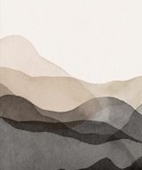 Black Beige Abstract Mountain Boho Wall Art Prints - A3 Unframed