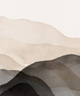 Black Beige Abstract Mountain Boho Wall Art Prints - A3 Unframed
