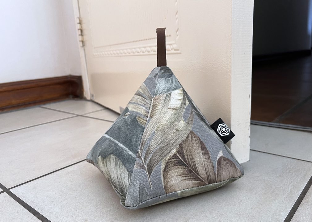 Grey Leaf Print Triangular Doorstop