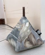 Grey Leaf Print Triangular Doorstop