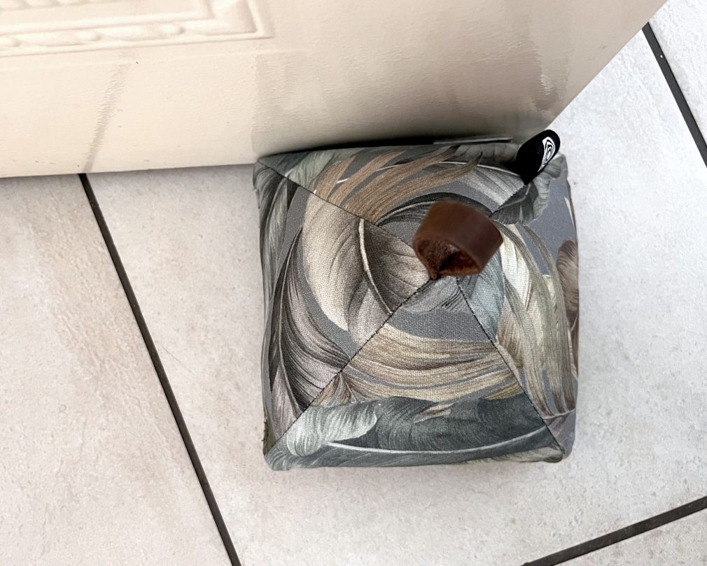 Grey Leaf Print Triangular Doorstop