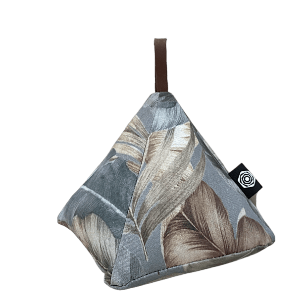 Grey Leaf Print Triangular Doorstop